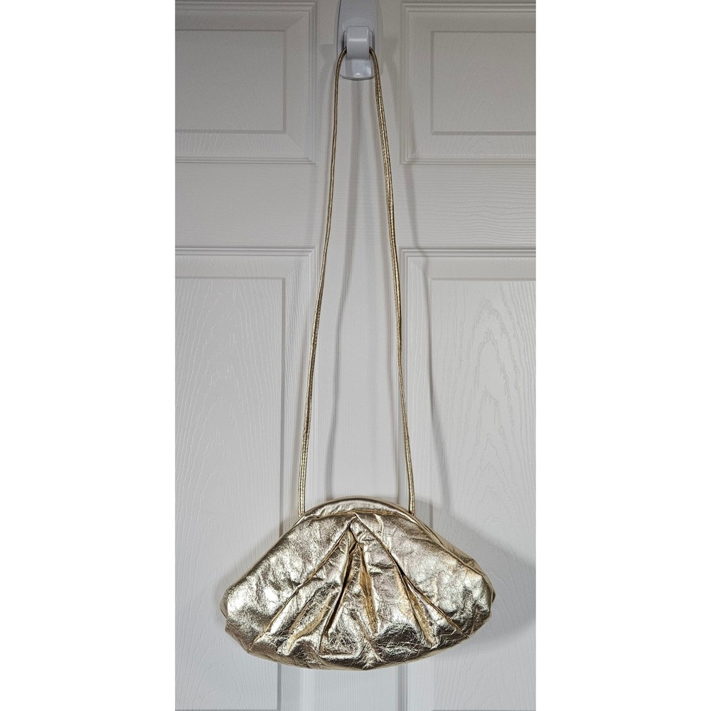 Park Avenue International Vintage 80s Gold Metallic Leather Pouch Clutch Bag USA - Picture 4 of 15